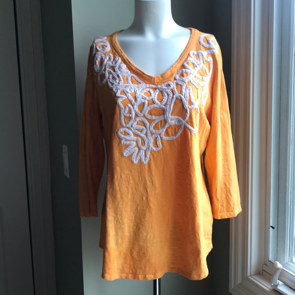 Coldwater Creek Tangerine Top with Soutache detail